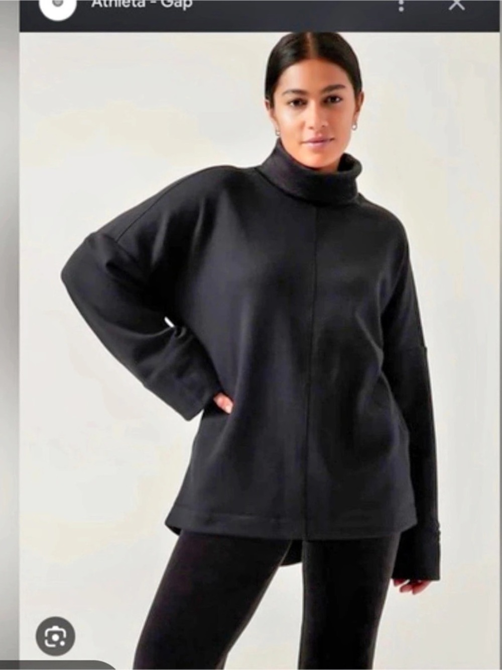 Athleta Karma Funnel Neck Funnel Neck Top Black Small Like New